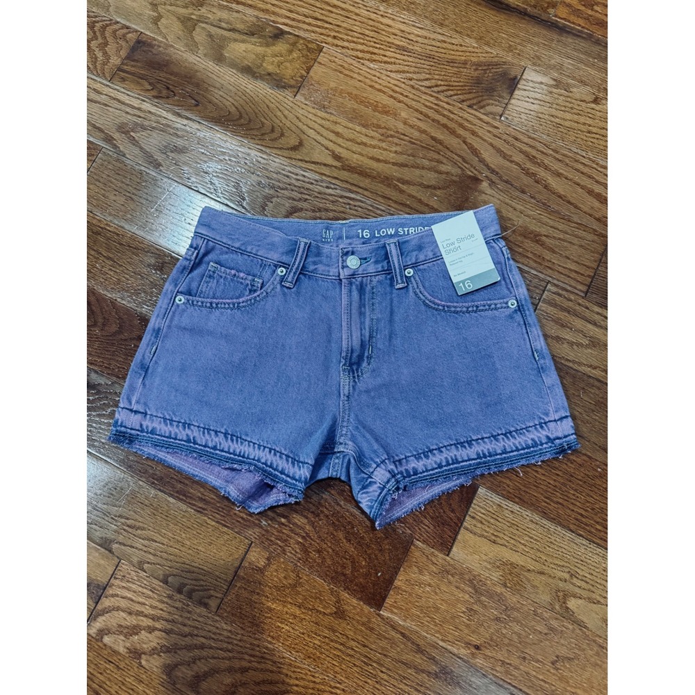 Gap Kids Girls Purple Low Stride Denim Shorts Size 16 NWT Raw Hem Relaxed Fit